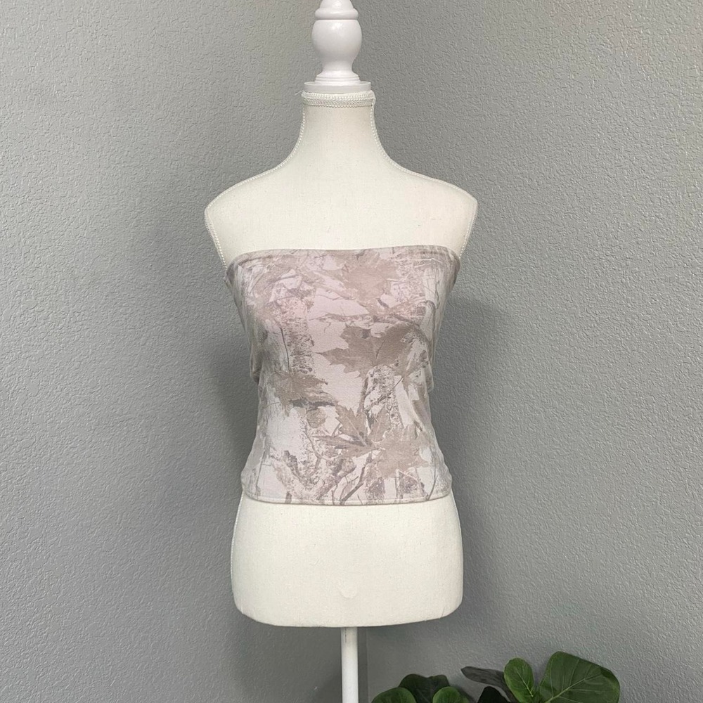 UNBRANDED GRAY CAMOUFLAGE PINK TUBE CROP TOP REVERSIBLE Y2K GRUNGE ALT SCENE